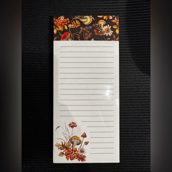 Other - Mushroom Print Tall notepad with magnet
